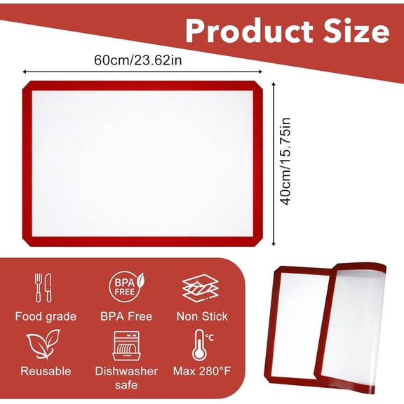 2 Pack Silicone Baking Mats, 24" x 16" Full Sheet Non-Stick Cookie Sheets Oven Safe Non-Stick Silicone Baking Sheet Liner for Macarons Cookies Cakes$$Home Decor, Kitchen, & Other