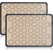 2 Pack Non-Stick Silicone Baking Mats with Macaron Circle Markers, Reusable Bake Sheets for Cookies, Candy & Pastry