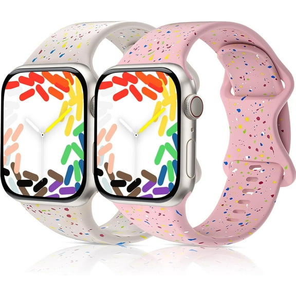 2 Pack Silicone Bands Compatible with Kids Apple Watch Band 38mm 40mm 41mm 42mm 44mm 45mm 46mm, Breathable Soft Band for iWatch Series 10/9/8/7/6/5/4/3/2/1/SE/SE2, Small Wrist Strap for Boys Girls