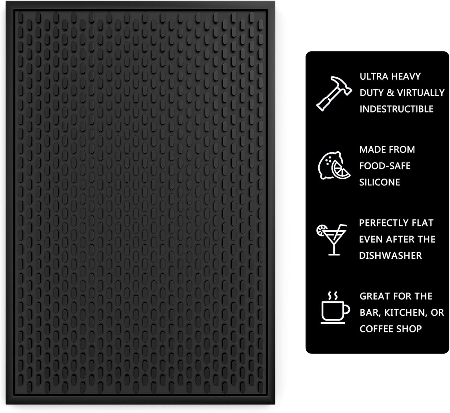 2 Pack Silicone Bar Mat - 1/2 Inch Thick Heat-Resistant and Food Safe ...