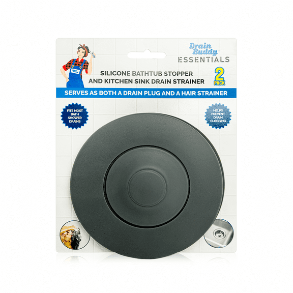 Drain Buddy 2 Pack Silicone Bathroom Drain Stopper and Hair Catcher