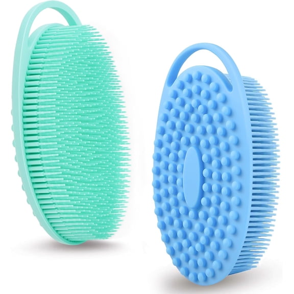 2 Pack Silicone Body Scrubber for Shower,Soft & Gentle Loofah Alternative for Sensitive Skin,Quick-Drying & Hygienic Body Wash Scrubber Brush for Women,Men & Kids