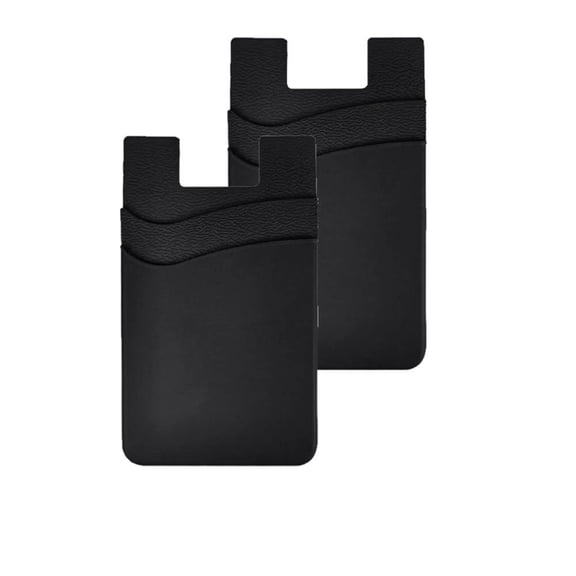 ziqing Silicone Phone Card Holder 2-Pack, Adhesive Back Wallet Grip for ID Cash - Black