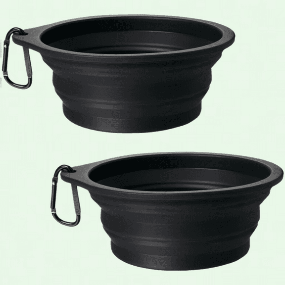 2-Pack Silicone Collapsible Dog Bowls, BPA Free, Dishwasher Safe, Portable Foldable Travel Bowl