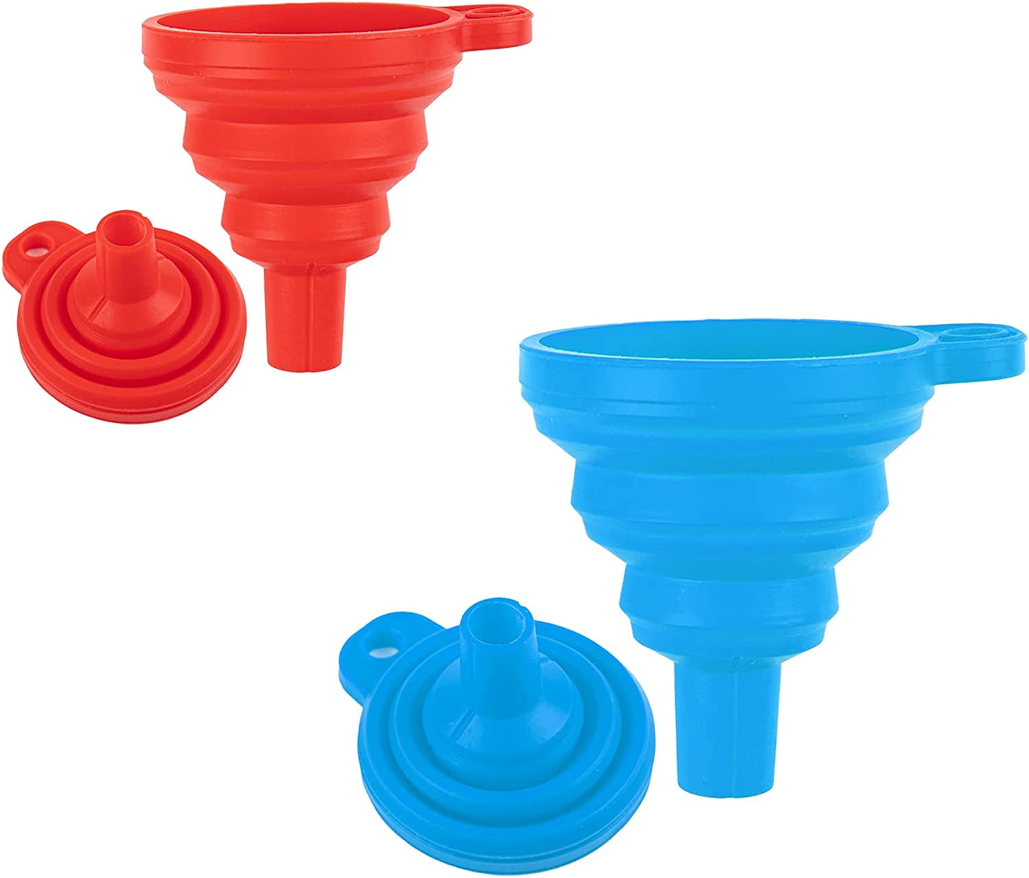 2 Pack Silicone Collapsible Funnel Foldable Kitchen Funnel Diamond Painting Tools Funnel Convenient for Water Bottle Oil Liquid Powder Transfer Food Grade (Round Mouth Opening)