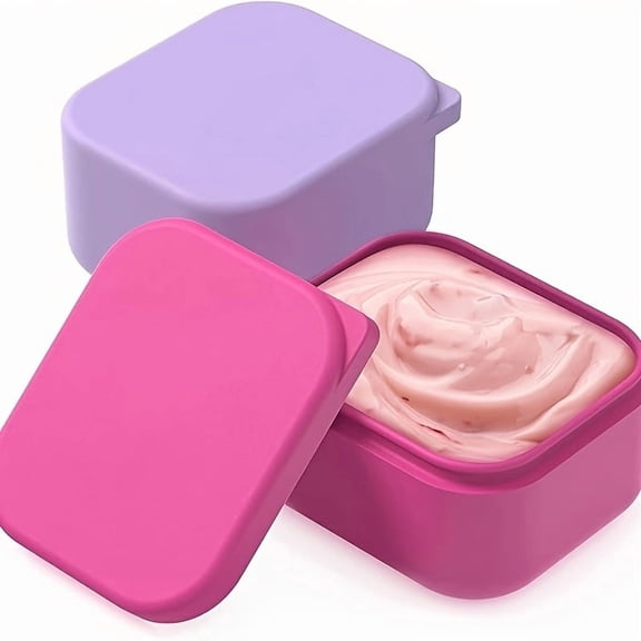 2-Pack Silicone Container Set - Dipping Sauce Cups for Condiments & Small Snacks, Reusable, Durable, & Leak-Proof Liquid Stor, Salad Dressing Container - 2.6 oz (Lavender & Pink)