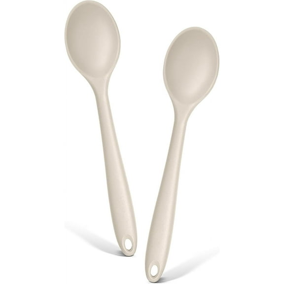 2 Pack Silicone Cooking Spoons, 10.8 in Heat Resistant Kitchen Spoons Nonstick Mixing Spoon for Baking Stirring Serving, Dishwasher Safe