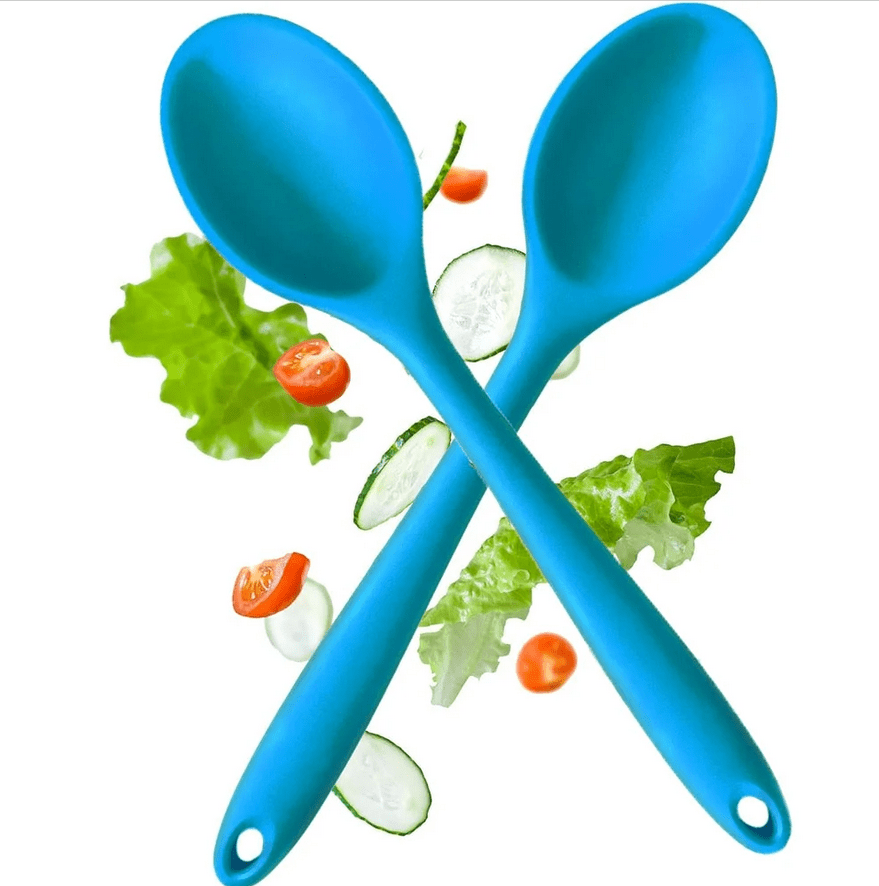 2 Pack Silicone Cooking Spoons, 10.8 in Heat Resistant Kitchen Spoons ...