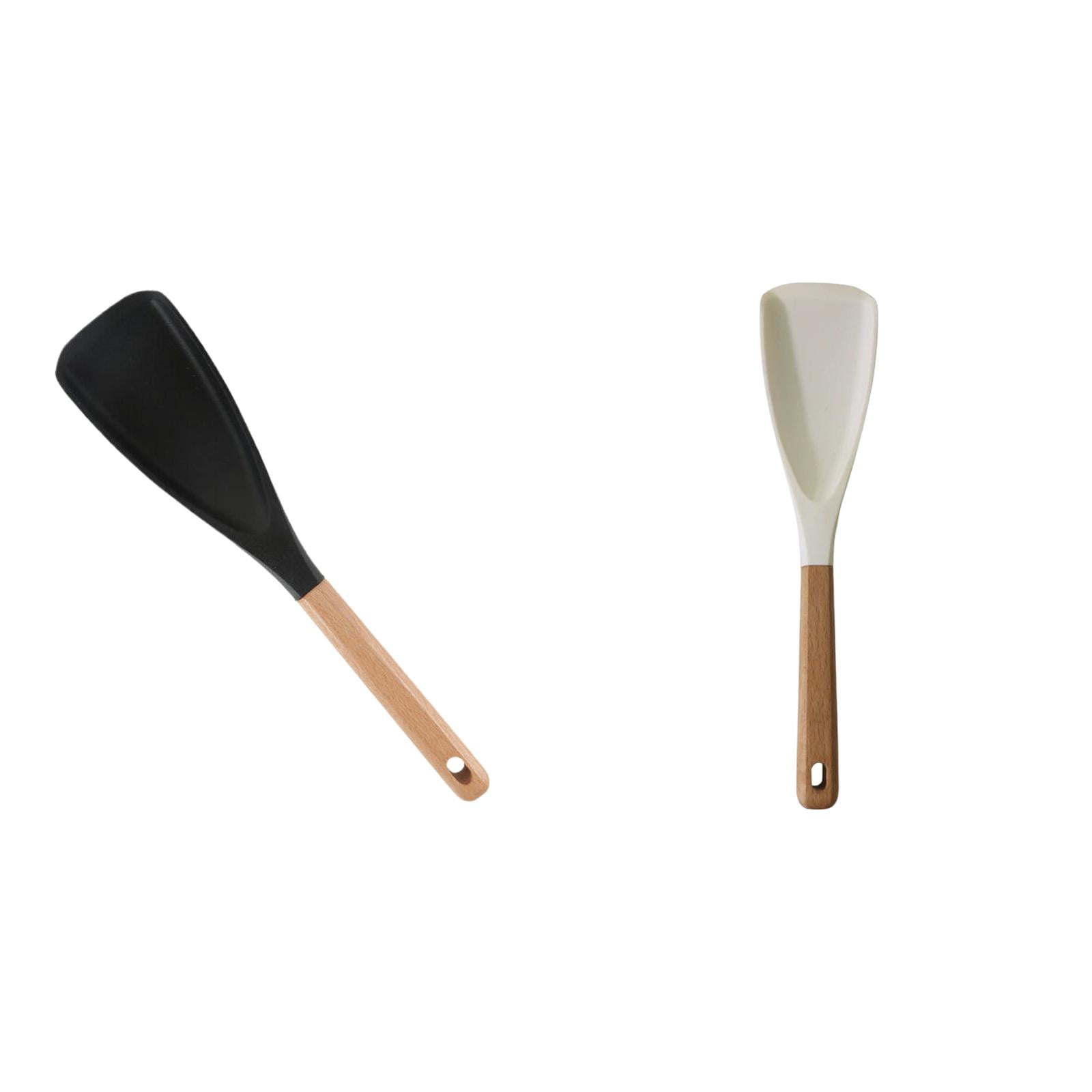 2 Pack Silicone Cooking Spoons Black & White, Heat Resistant Nonstick ...