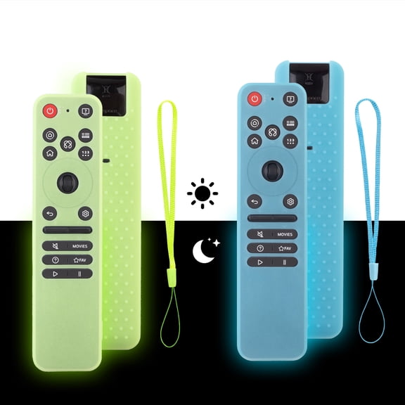 2 Pack Silicone Cover for LG MR25GA Remote Protective CaseCompatible with 2025 LG OLED Smart TV | C5 B5 G5 M5 Series Glow in The Dark-Green+Blue