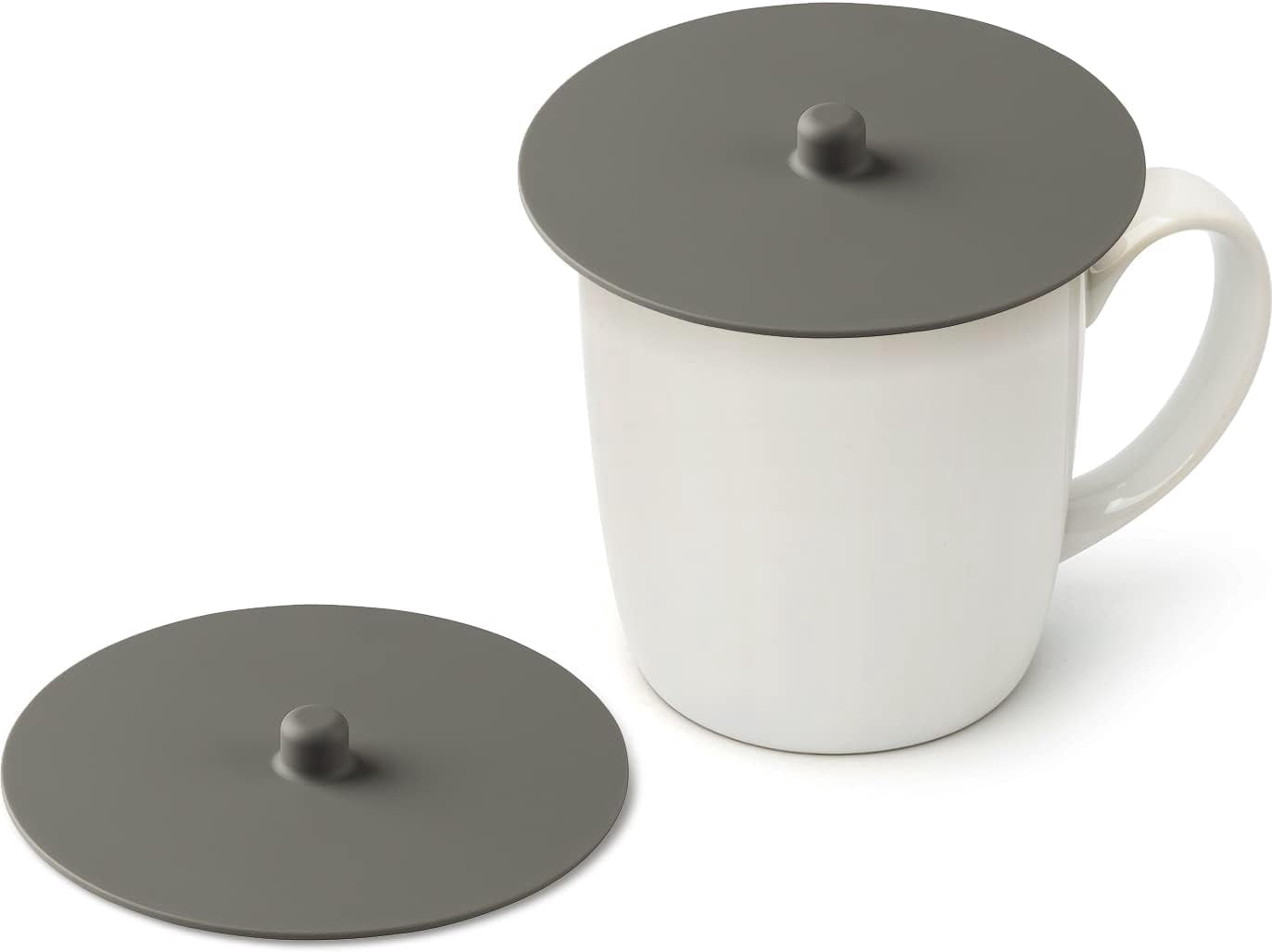 2 Pack Silicone Cup Cover Lids, 4.3 Inch Mug Covers, Reusable Silicone ...