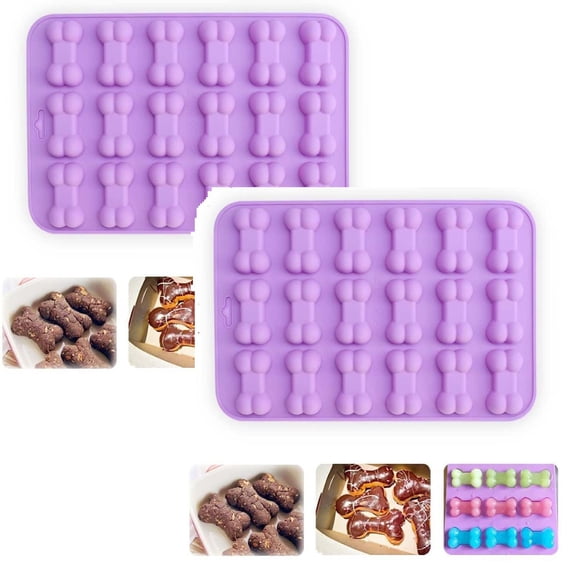 2 Pack Silicone Dog Treat Molds,Non-stick Bone Shaped,18-Cavity Puppy Dog Bone Molds for Pupsicle,Chocolate,Gummy,Candy,Baking,Jelly,Ice Cube,Pudding