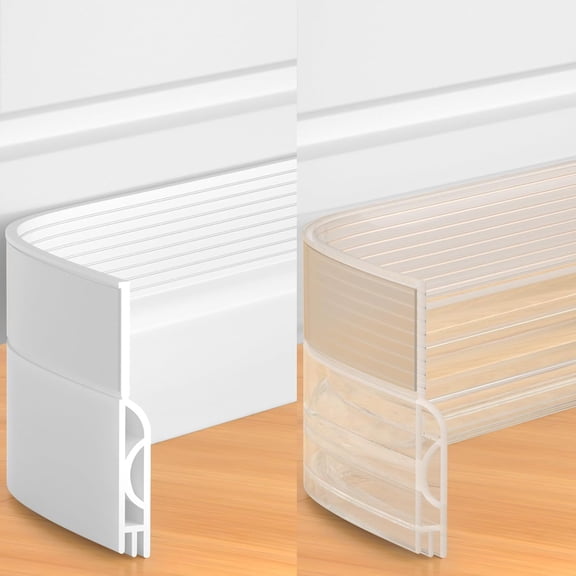 2 Pack Silicone Door Draft Stopper White Transparent 39 Inch Adjustable Under Door Sweep Weather Stripping Gap Filler