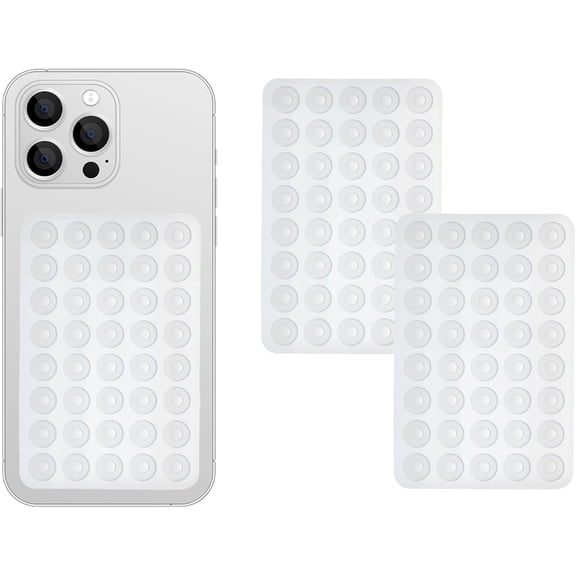 2 Pack Silicone Double-Sided Suction Grip  40 Cups per Side, Strong Hold for iPhone, Galaxy, Pixel, Android Hands-Free Selfies & Videos (Clear)