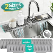 Merryhome 2-Pack Kitchen Sink Splash Guard, 31" and 23" Silicone Faucet Mat, Fast Draining Splash Guard for Kitchen, Bathroom, RV, Gray