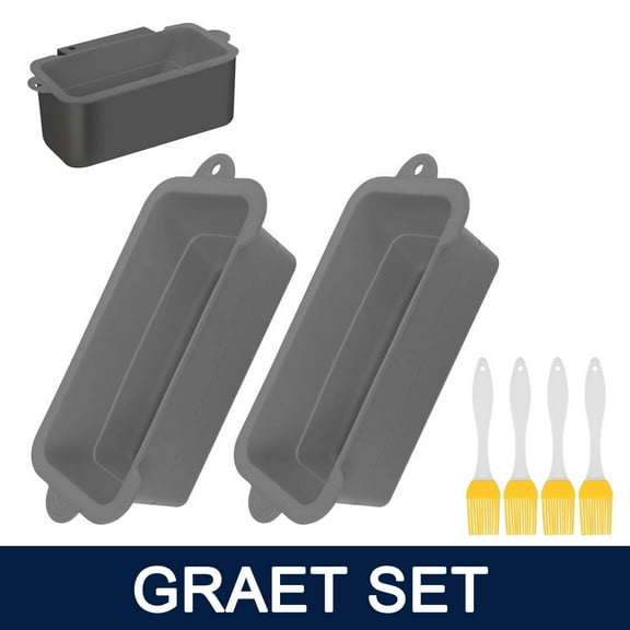 2 Pack Silicone Grease Cup Liners with 4Pcs Basting Brush for 36 28 22 17 Inch Griddle, Reusable Grease Catcher Liner Grill Tray Blackstone Accessories, Replacement of Aluminum Foil Drip Pans, Grey