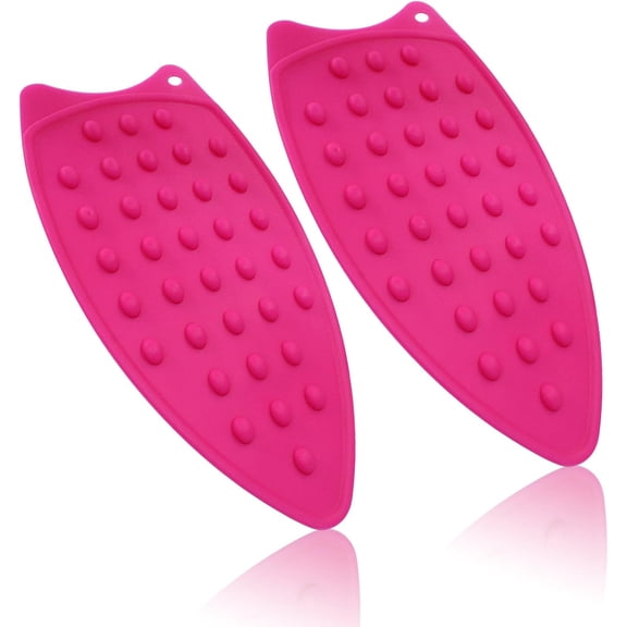2-Pack Silicone Iron Rest Pads, Heat Resistant Protective Mats for Ironing Board (Pink)