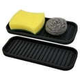 thumbnail image 1 of 2 Pack Silicone Kitchen Sink Storage Organizer Holder Tray for Sponges, Soaps, Scrubbers - Ribbed Base, Quick Drying, Waterproof, Non-Slip Durable - Black, 1 of 6