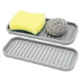 thumbnail image 1 of 2 Pack Silicone Kitchen Sink Storage Organizer Holder Tray for Sponges, Soaps, Scrubbers - Ribbed Base, Quick Drying, Waterproof, Non-Slip Durable - Gray, 1 of 6