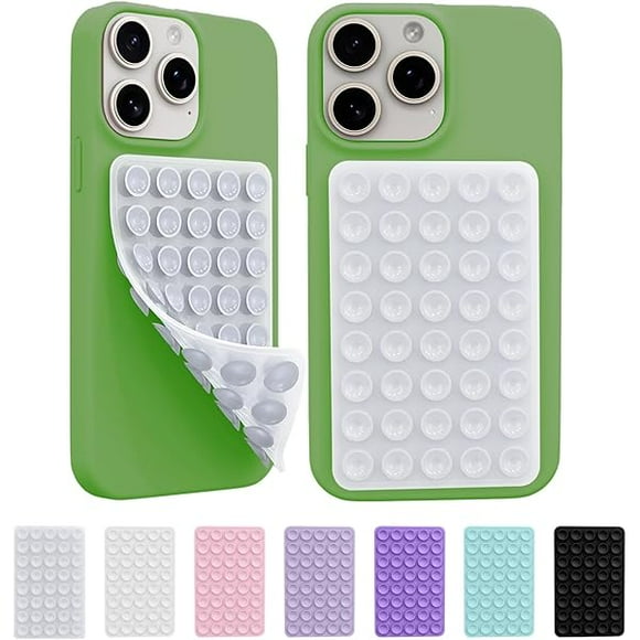 2 Pack Silicone Octo Cup Buddy Sticky Grip Holder for Cellphone, Silicone Suction Cup Phone Case Mount Double Sided, Hands-Free Phone Accessories Strong Grip Holder for Selfie and Video (Clear)