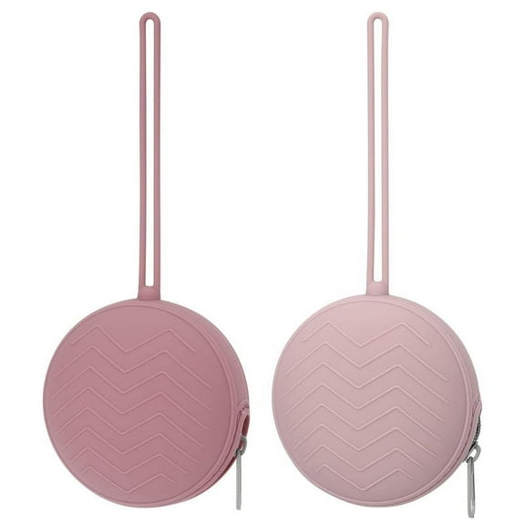2 Pack Silicone Pacifier Holder Case, BPA Free Newborn Baby Pacifiers Silicone Pouch for Boys & Girls, Portable Silicone Pacifier Container Case (Powder Rose, Dusty Lilac)