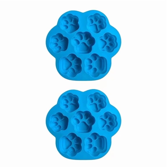 2-Pack Silicone Paw Print Molds - 7-Cavity Non-Stick Food-Grade Dog Paw Cookie Cutters for Holiday Treats