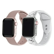 Posh Tech Women's 2-Pack Silicone Replacement Bands for Apple Watch - Pink/White Marble