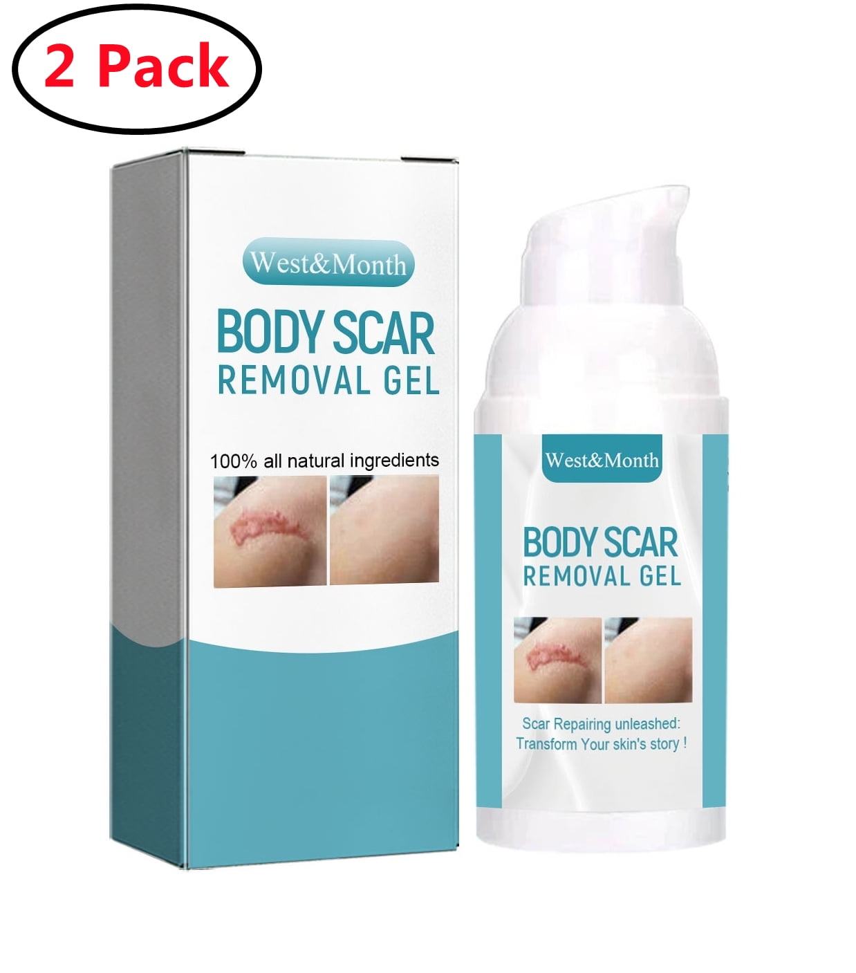 2 Pack Silicone Scar Gel, Helps Improve Size, Color & Texture of