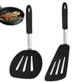 thumbnail image 1 of 2 Pack Silicone Slotted Spatula Set for Nonstick Cookware, Heat Resistant Kitchen Turner Set for Frying, Cooking and Serving,Black, 1 of 6
