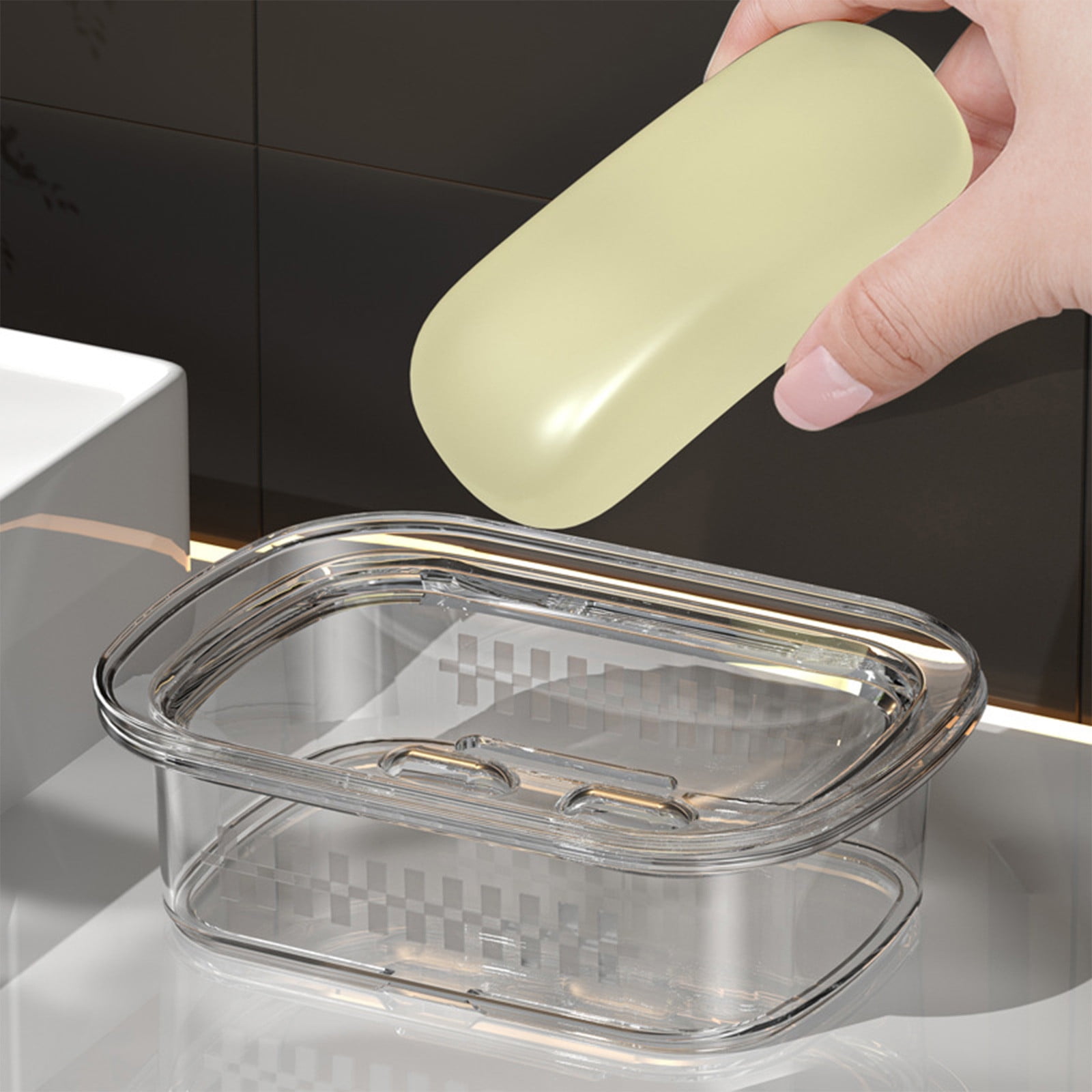 2 Pack Silicone Soap Dish with Drain, Bar Soap Holder for Shower/Bathroom, Self Draining ...