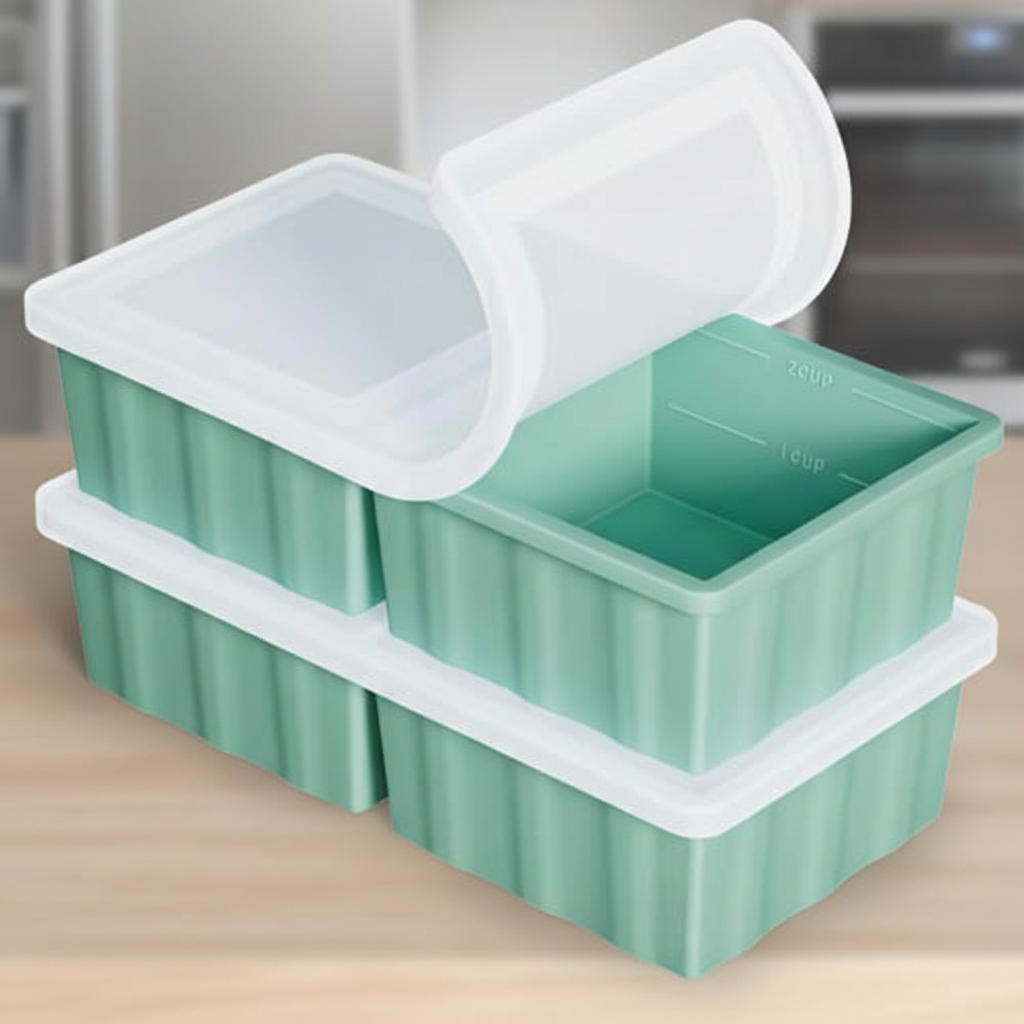 2-Pack Silicone Soup Stock Freezer Trays with Lids - Perfect for Making ...