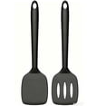 thumbnail image 1 of 2 Pack Silicone Spatula Set, High Heat Resistant, BPA Free Kitchen Spatula, Solid & Slotted Turner for Non-Stick Pans, Sautéing, and Flipping (2, PureBlack), 1 of 6