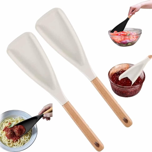2 Pack Silicone Spatula Spoon Cooking Utensils, Multi-Function Spoonula for Mixing, Scraping and Serving, Heat Resistant Nonstick Kitchen Tool for Cooking, Baking and Salad