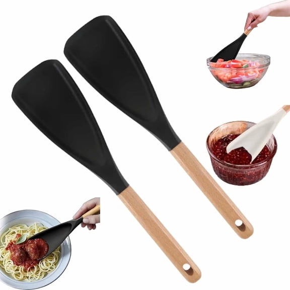 2 Pack Silicone Spatula Spoon Cooking Utensils, Multi-Function Spoonula for Mixing, Scraping and Serving, Heat Resistant Nonstick Kitchen Tool for Cooking, Baking and Salad