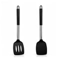 thumbnail image 1 of 2 Pack Silicone Spatulas Turners, Silicone Cooking Spatula Heat Resistant Turner, Non Stick Slotted Solid Kitchen Utensils, Stainless Steel Handle, for Frying, Baking, Flipping, Turning, 1 of 7