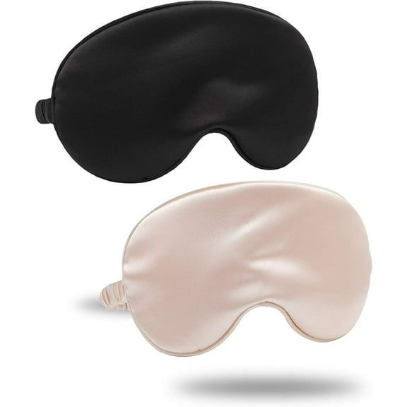 2 Pack Silk Eye Masks for Sleeping Blackout, Natural Mulberry Silk Sleep Masks, Organic Satin Sleeping Mask, Blindfold, Eyemask, Night Masks, Eye Covers, Eye Shades for Women Men