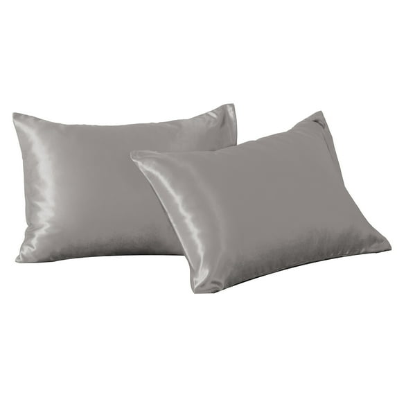 2 Pack Silky Satin California King Pillowcases for Hair and Skin, Super Soft and Cooling Pillow Cases with Envelope Closure, 20x40 Inches, Gray