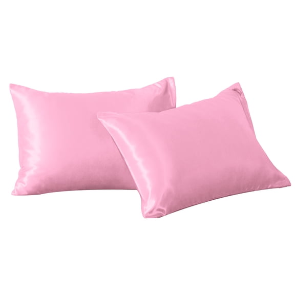 2 Pack Silky Satin King Pillowcases for Hair and Skin, Super Soft and Cooling Pillow Cases with Envelope Closure, 20x36 Inches, Pink