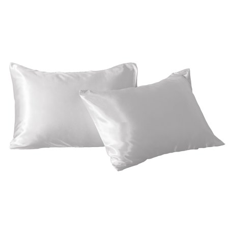 2 Pack Silky Satin King Pillowcases for Hair and Skin, Super Soft and Cooling Pillow Cases with Envelope Closure, 20x36 Inches, Silver Gray
