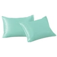 thumbnail image 1 of 2 Pack Silky Satin Standard Pillowcases for Hair and Skin, Super Soft and Cooling Pillow Cases with Envelope Closure, 20x26 Inches, Light Blue, 1 of 7