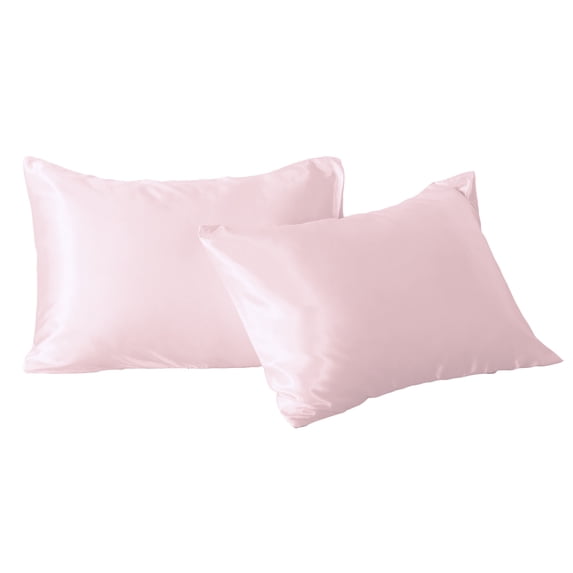 2 Pack Silky Satin Standard Pillowcases for Hair and Skin, Super Soft and Cooling Pillow Cases with Envelope Closure, 20x26 Inches, Light Pink
