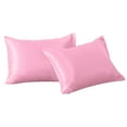 thumbnail image 1 of 2 Pack Silky Satin Standard Pillowcases for Hair and Skin, Super Soft and Cooling Pillow Cases with Envelope Closure, 20x26 Inches, Pink, 1 of 7