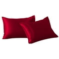 thumbnail image 1 of 2 Pack Silky Satin Standard Pillowcases for Hair and Skin, Super Soft and Cooling Pillow Cases with Envelope Closure, 20x26 Inches, Red, 1 of 7