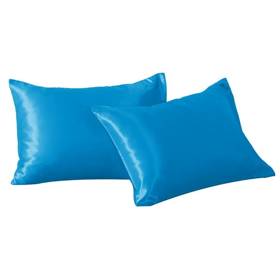 2 Pack Silky Satin Standard Pillowcases for Hair and Skin, Super Soft and Cooling Pillow Cases with Envelope Closure, 20x26 Inches, Royal Blue