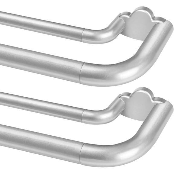 2-Pack Silver Blackout Double Curtain Rods, Adjustable 32 to 58 Inches (Fits 20-54" Windows), 6/8 Inch Wrap Around Room Darkening Telescoping Rods