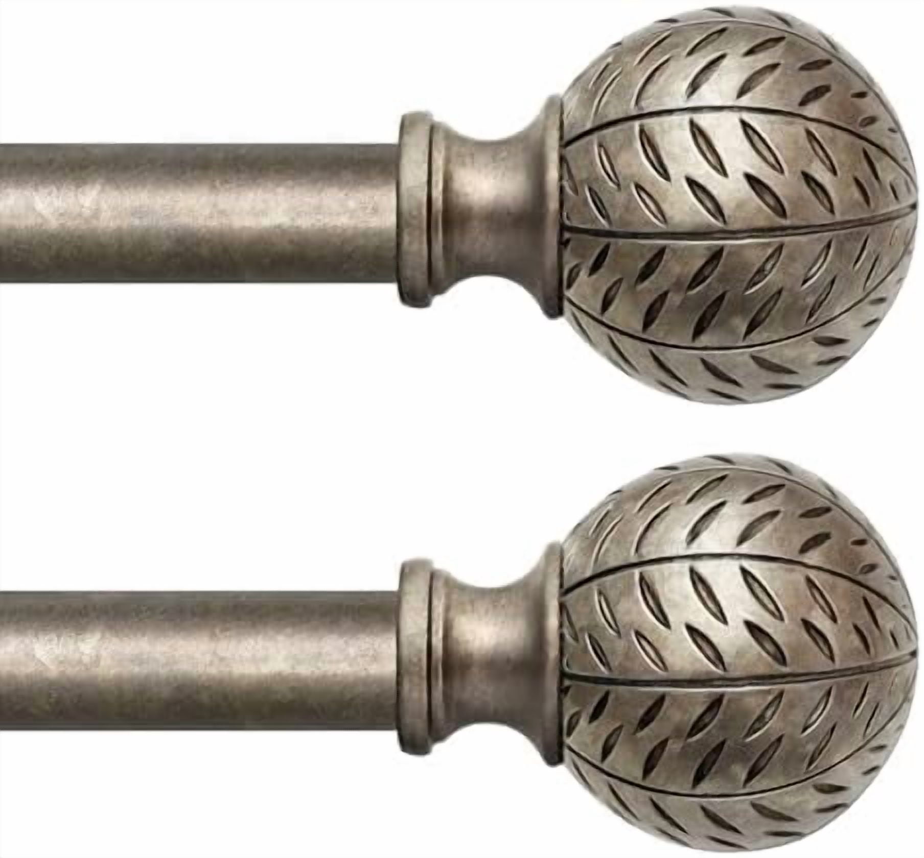 2 Pack Silver Curtain Rods for Windows 28 to 48 Inch,1'' Diameter ...