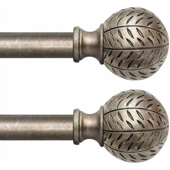 2 Pack Silver Curtain Rods for Windows 28 to 48 Inch,1'' Diameter ...