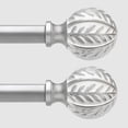 thumbnail image 1 of 2 Pack Silver Curtain Rods for Windows 48 to 84 inch,1" Adjustable Heavy Duty Window Curtain Rod with Leaf Finials,Rustic Decorative Drapery Rods Set,Size:36-88'', 1 of 17