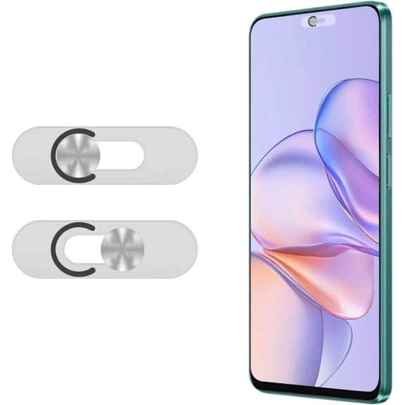 2-Pack Silver Front Camera Lens Protector for Smartphones, Tablets - Webcam Cover Slide for Galaxy, Pixel, iPad Privacy