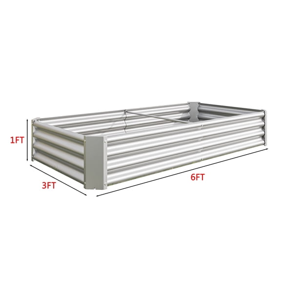 2-Pack Silver Galvanized Metal Raised Garden Beds, 6'3'1'